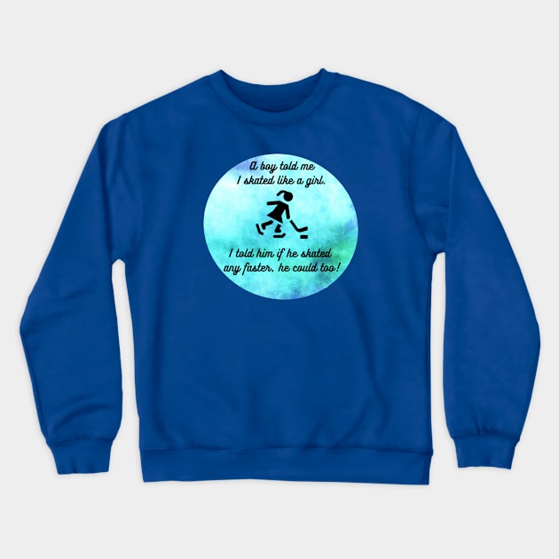 Hockey Girl Crewneck Sweatshirt by LiaIsabellaArt